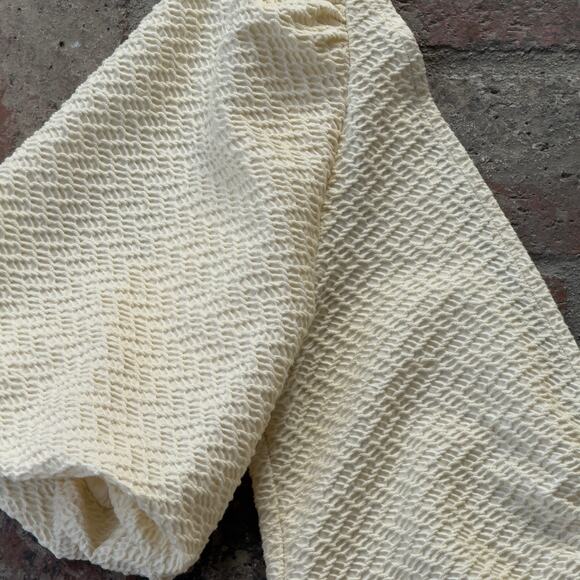 Free People Puff Sleeve Top V-Neck Size XS Cream Cropped - Picture 2 of 6